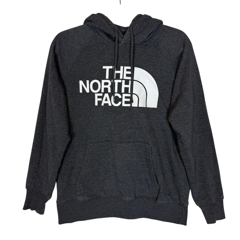 The North Face Hoodie Womens Small Gray Pullover Logo Graphic Kangaroo Pocket